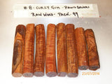 Australian #8ST Curly Gum tree wood - PEN blanks raw - straight cut - Sold in packs