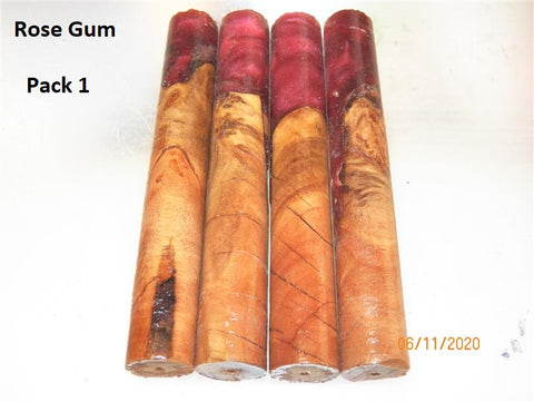 Australian #3 Pink/Rose Gum Burled Resifill- Rounded PEN blanks - Sold in Packs