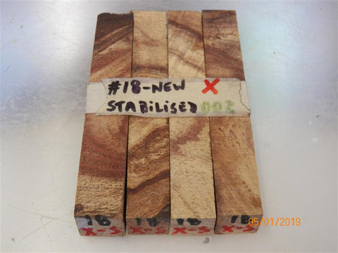 Australian #18N-x (crosscut) Golden Wattle Stabilized clear - PEN blanks - Sold in packs